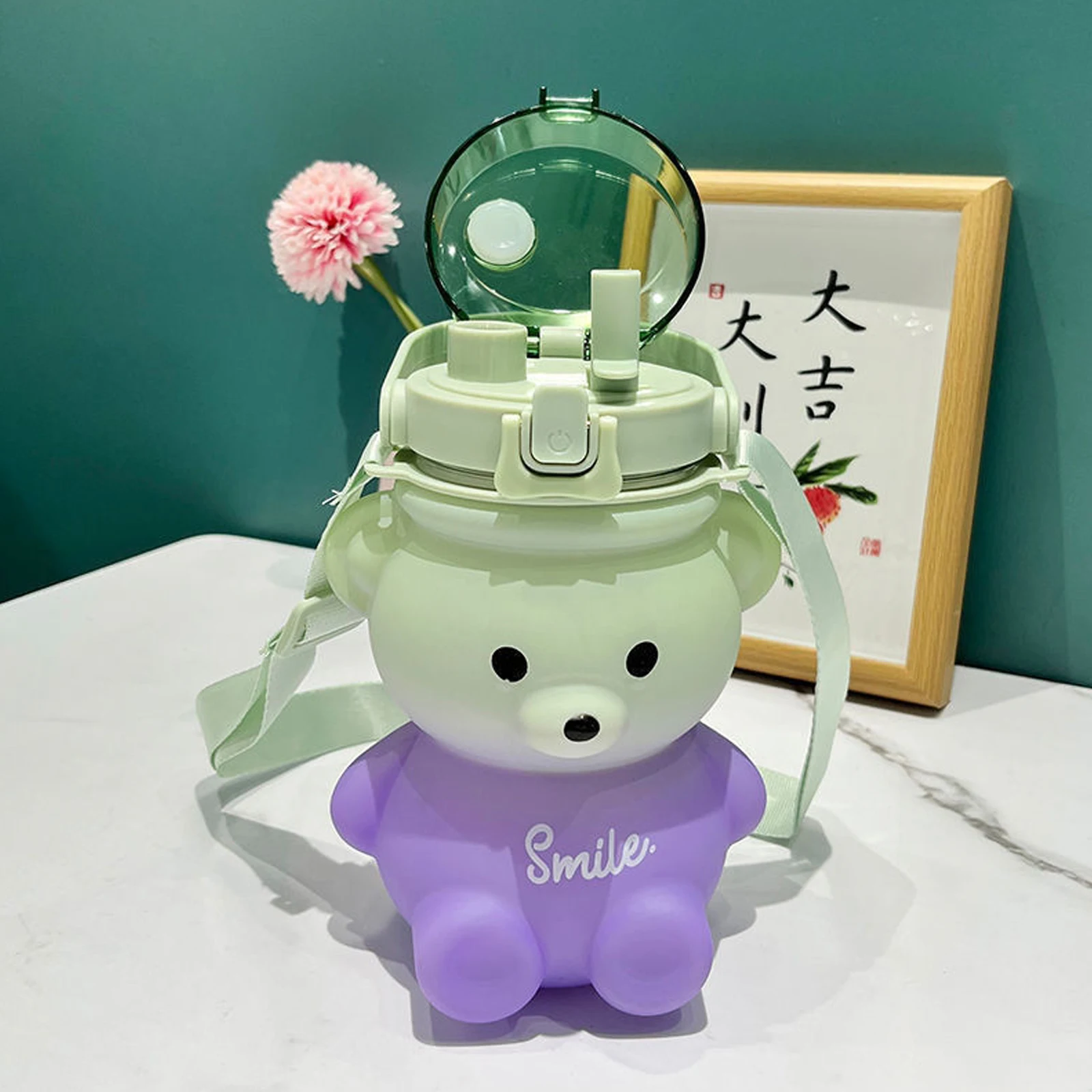 Plastic Cup Children Cute Bear Water Bottle With Straw Creative Adjustable Shoulder Strap High-Value Large-Capacity
Plastic Cup Children Cute Bear Water Bottle With Straw Creative Adjustable Shoulder Strap High-Value Large-Capacity