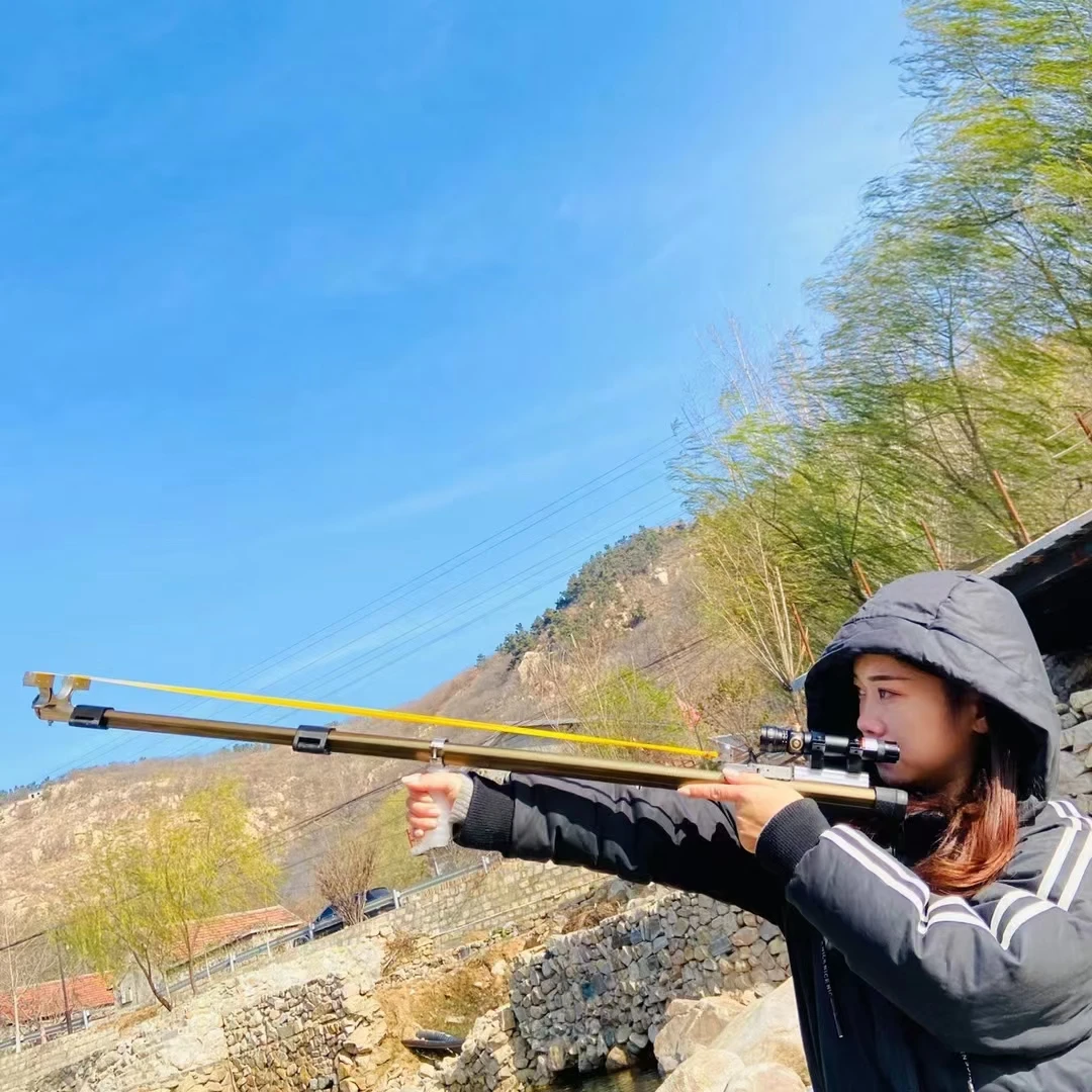 Three-section Telescopic Straight Rod Slingshot Laser Catapult Outdoor Hunting Accessories Expanded Length 127cm Slingshot
Three-section Telescopic Straight Rod Slingshot Laser Catapult Outdoor Hunting Accessories Expanded Length 127cm Slingshot