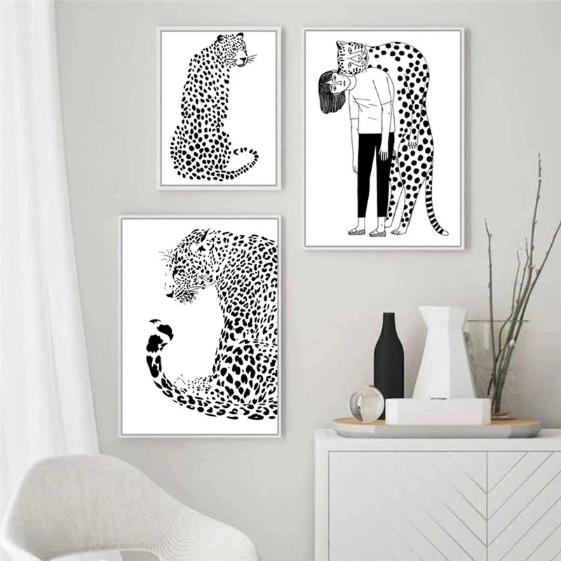 Canvas Painting Leopard Girl Nordic Modern Wall Art Poster Black White Posters and Prints Wall Pictures for Living Room Decor 
Canvas Painting Leopard Girl Nordic Modern Wall Art Poster Black White Posters and Prints Wall Pictures for Living Room Decor