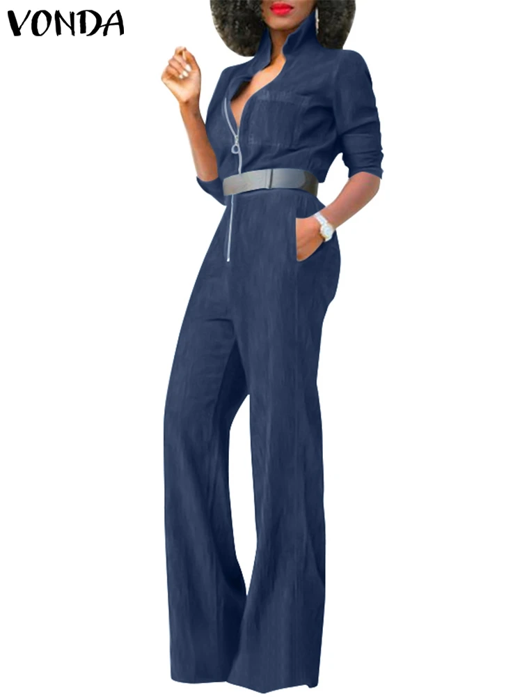 VONDA Women Casual Female Long Sleeve Overalls Playsuits Lapel Rompers Oversized Zip-Up Street Bodysuits Party Denim Jumpsuits
VONDA Women Casual Female Long Sleeve Overalls Playsuits Lapel Rompers Oversized Zip-Up Street Bodysuits Party Denim Jumpsuits