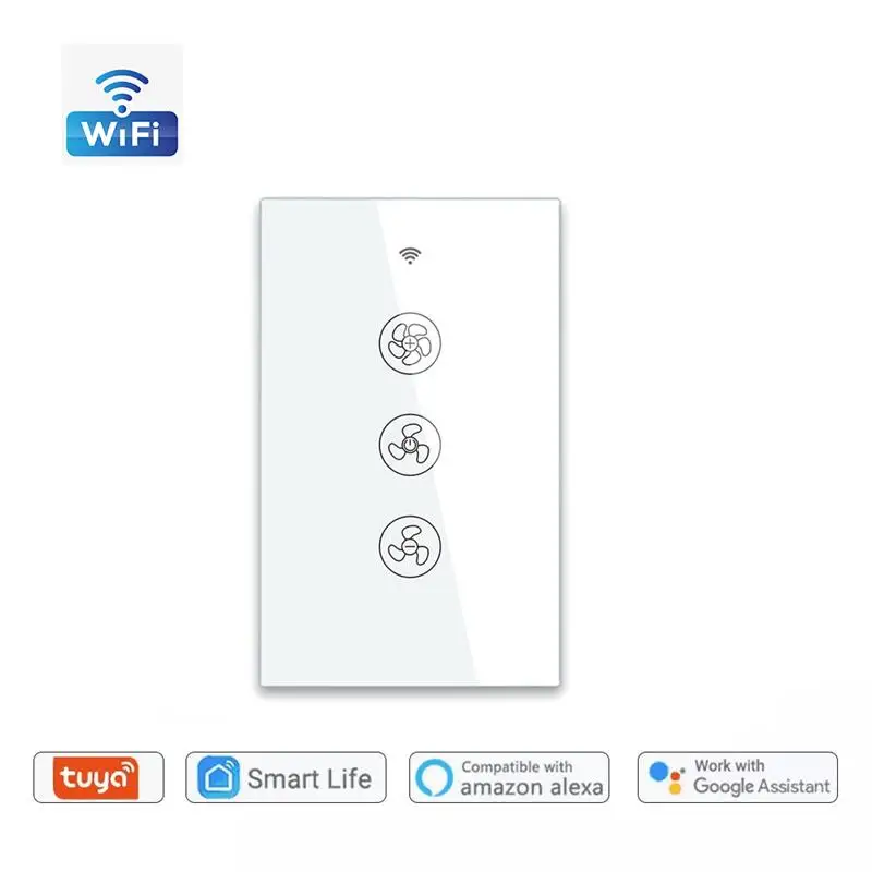 Smart LifeTuya Wifi Fan Light Switch, Smart Ceiling Fan Lamp Switch with Various Speed Voice Controlled by Alexa, Google Home
Smart LifeTuya Wifi Fan Light Switch, Smart Ceiling Fan Lamp Switch with Various Speed Voice Controlled by Alexa, Google Home