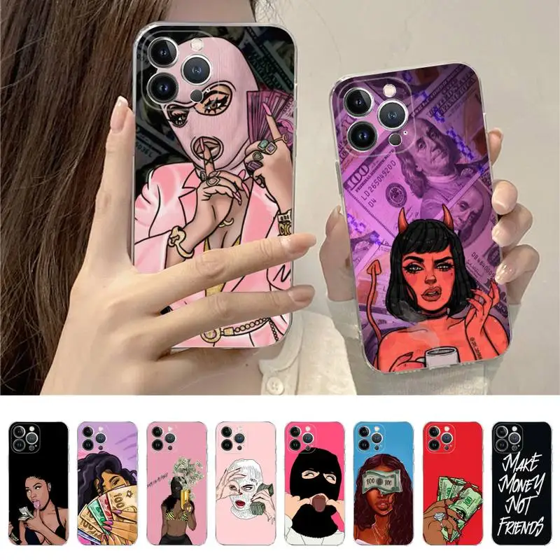 MAKE MONEY Cash Black head Sweet Spoiled Girl Phone Case For iPhone 14 11 12 13 Mini Pro XS Max Cover 6 7 8 Plus X XR SE 2020
MAKE MONEY Cash Black head Sweet Spoiled Girl Phone Case For iPhone 14 11 12 13 Mini Pro XS Max Cover 6 7 8 Plus X XR SE 2020