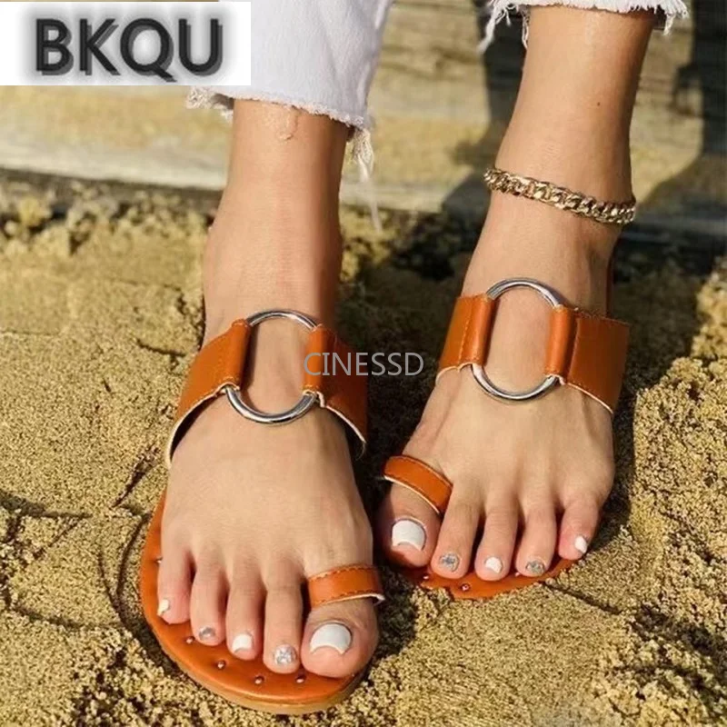 Women Summer Shoes 2022 New Outdoor Solid Color Set-toe Metal Ring Flat Women's Sandals Size 43 Roman Beach Slippers Women
Women Summer Shoes 2022 New Outdoor Solid Color Set-toe Metal Ring Flat Women's Sandals Size 43 Roman Beach Slippers Women