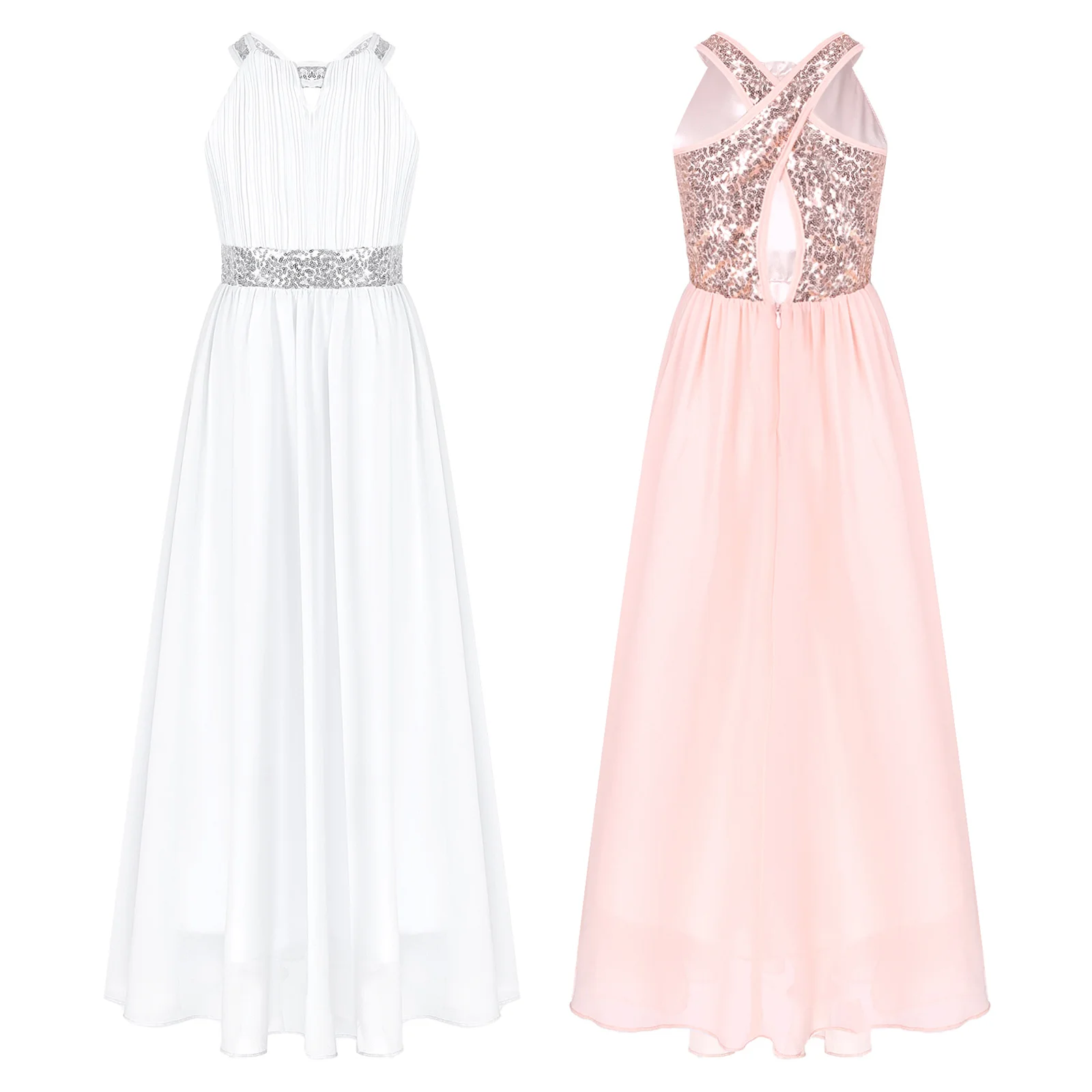 Kids Flower Girl Chiffon Dress Girls Elegant Shiny Sequin Ruched Sleeveless Party Prom Dress for Evening Wedding Birthday Party
Kids Flower Girl Chiffon Dress Girls Elegant Shiny Sequin Ruched Sleeveless Party Prom Dress for Evening Wedding Birthday Party