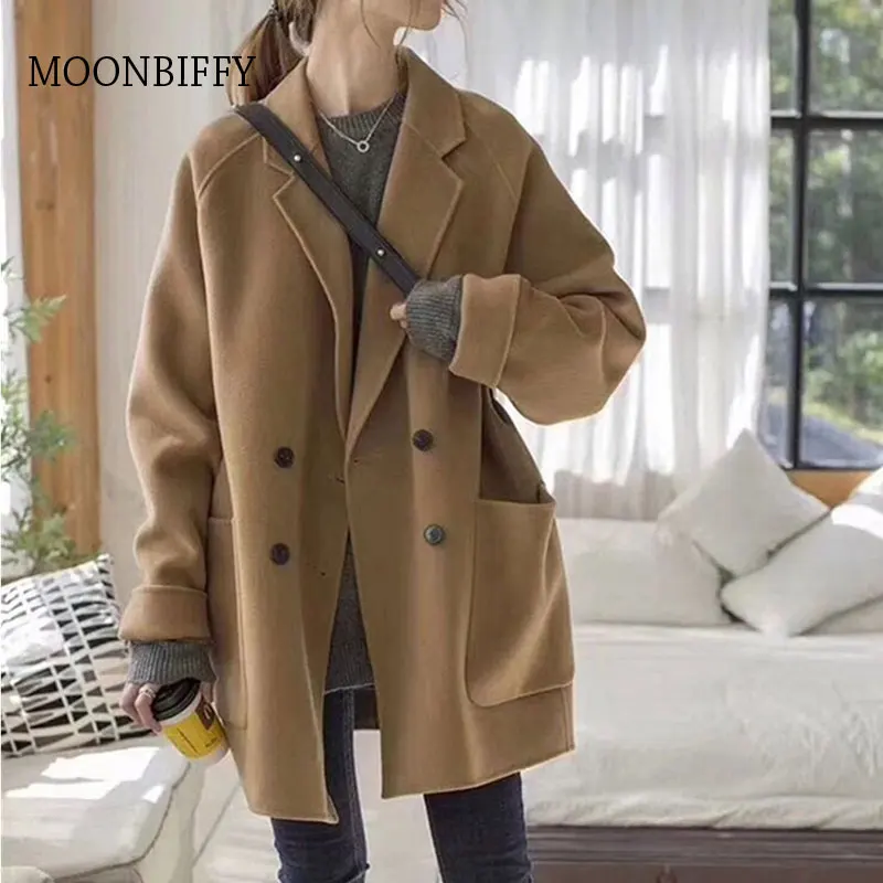 Double-sided Cashmere Wool Jacket Women's 2022 New Spring Autumn Korean Loose Double Breasted Woolen Coat Female Outerwear
Double-sided Cashmere Wool Jacket Women's 2022 New Spring Autumn Korean Loose Double Breasted Woolen Coat Female Outerwear