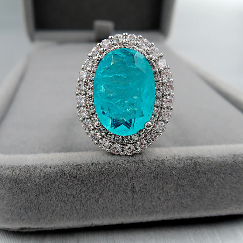 Vintage 925 Sterling Silver Oval Paraiba Tourmaline Crystal Wedding Cubic Zircon Adjustable Ring Gift Fine Jewelry for Women
Vintage 925 Sterling Silver Oval Paraiba Tourmaline Crystal Wedding Cubic Zircon Adjustable Ring Gift Fine Jewelry for Women