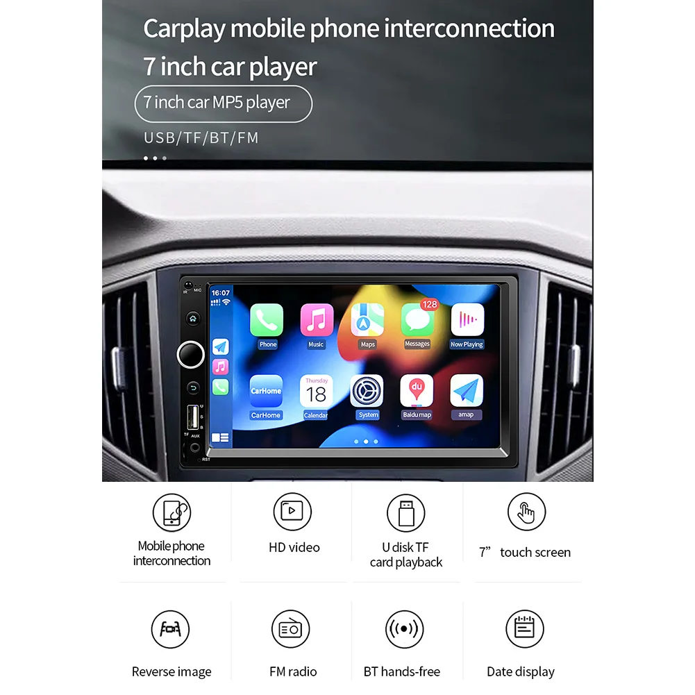 7-дюймовый автомобильный радиоприемник с Hd сенсорным экраном, поддержка Carplay, зеркальная ссылка, Fm, AUX, Usb, SD-карта, 2 Din, автомобильный mp5-плеер, ...
7-дюймовый автомобильный радиоприемник с Hd сенсорным экраном, поддержка Carplay, зеркальная ссылка, Fm, AUX, Usb, SD-карта, 2 Din, автомобильный mp5-плеер, ...