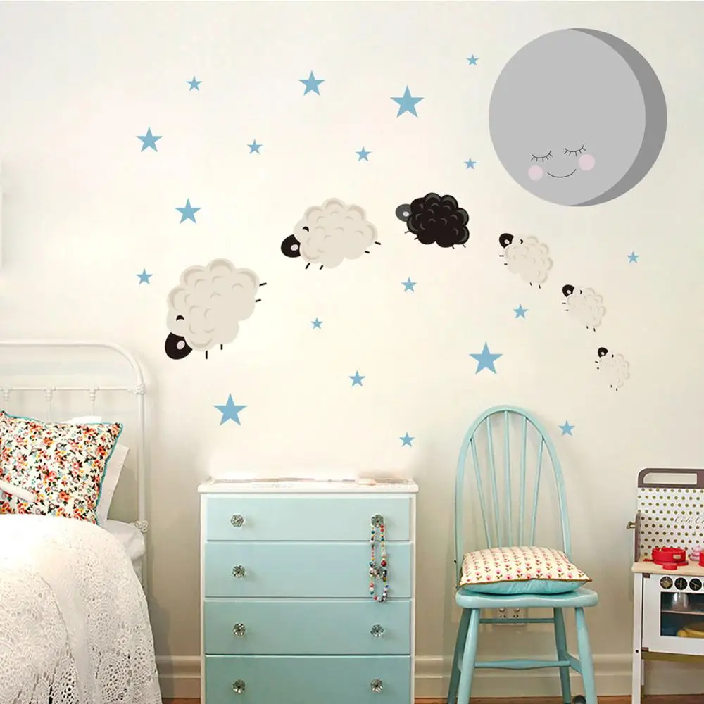 Cartoon Little sheep moon stars Wall sticker bedroom kids baby rooms home decorations mural kindergarten wallpaper cute stickers
Cartoon Little sheep moon stars Wall sticker bedroom kids baby rooms home decorations mural kindergarten wallpaper cute stickers