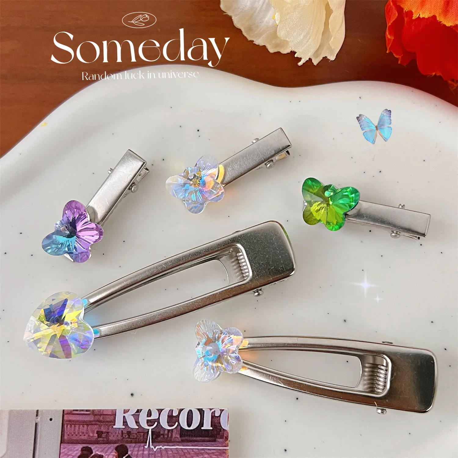 Girl's Hair Clip Summer Colorful Glass Butterfly Love Hairpin Side Bangs Duckbill Clip Hair Accessories for Women 2023 Tiara
Girl's Hair Clip Summer Colorful Glass Butterfly Love Hairpin Side Bangs Duckbill Clip Hair Accessories for Women 2023 Tiara