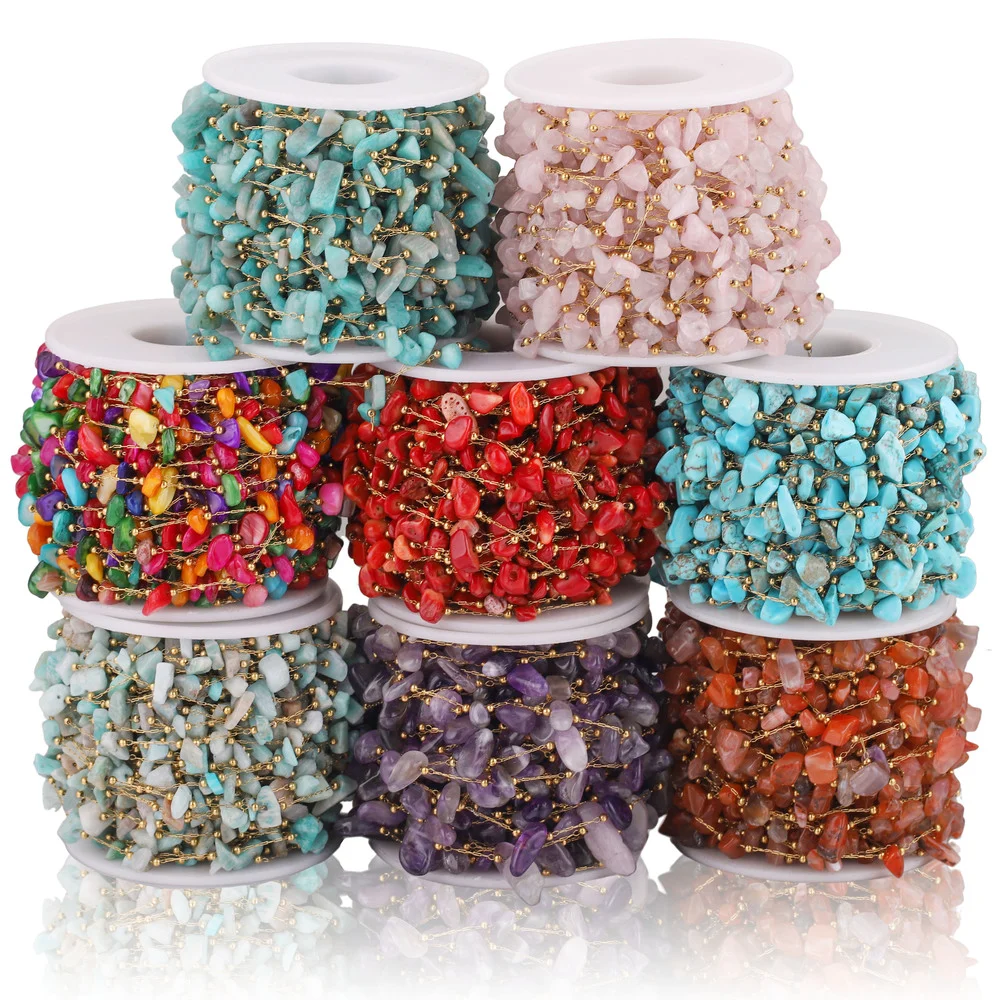 1M Stainless Steel Irregular Natural Stone Clip Beads Chains Turquoise Gemstone DIY Jewelry Bracelets Necklace Making Findings
1M Stainless Steel Irregular Natural Stone Clip Beads Chains Turquoise Gemstone DIY Jewelry Bracelets Necklace Making Findings