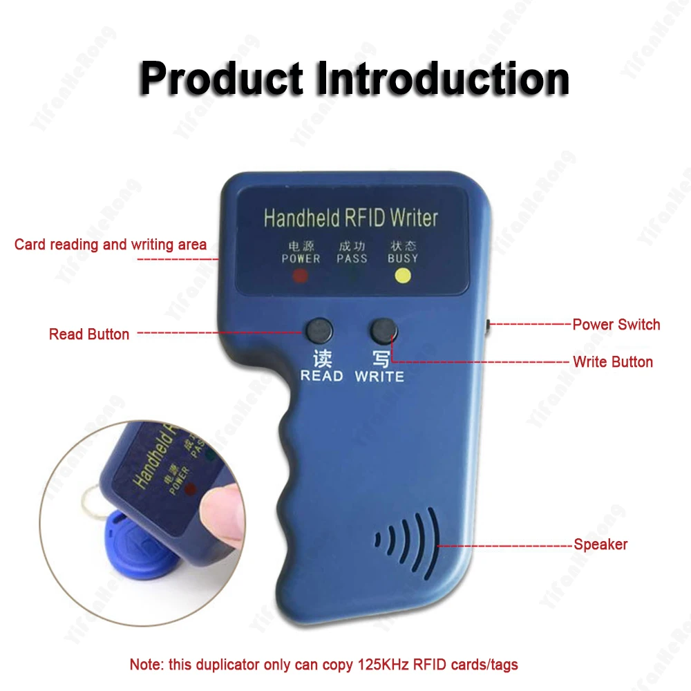 

RFID Duplicator Card Reader 125KHz EM4100 Video Programmer Writer T5577 Repetitive Wipe Type Writer 125K Handheld ID Keychain