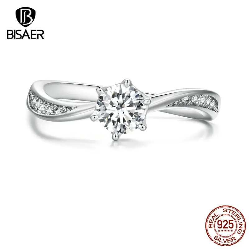 BISAER 100% 925 Sterling Silver Six Prong Zircon Ring Plated Platinum Promise Rings for Women Wedding Original Fine Jewelry Gift
BISAER 100% 925 Sterling Silver Six Prong Zircon Ring Plated Platinum Promise Rings for Women Wedding Original Fine Jewelry Gift