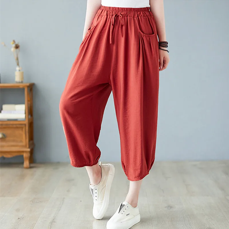 Брюки-Капри женские тонкие из хлопка и льна, повседневные универсальные штаны-Шаровары свободного покроя с высокой талией в винтажном стиле, лето 2023
Брюки-Капри женские тонкие из хлопка и льна, повседневные универсальные штаны-Шаровары свободного покроя с высокой талией в винтажном стиле, лето 2023