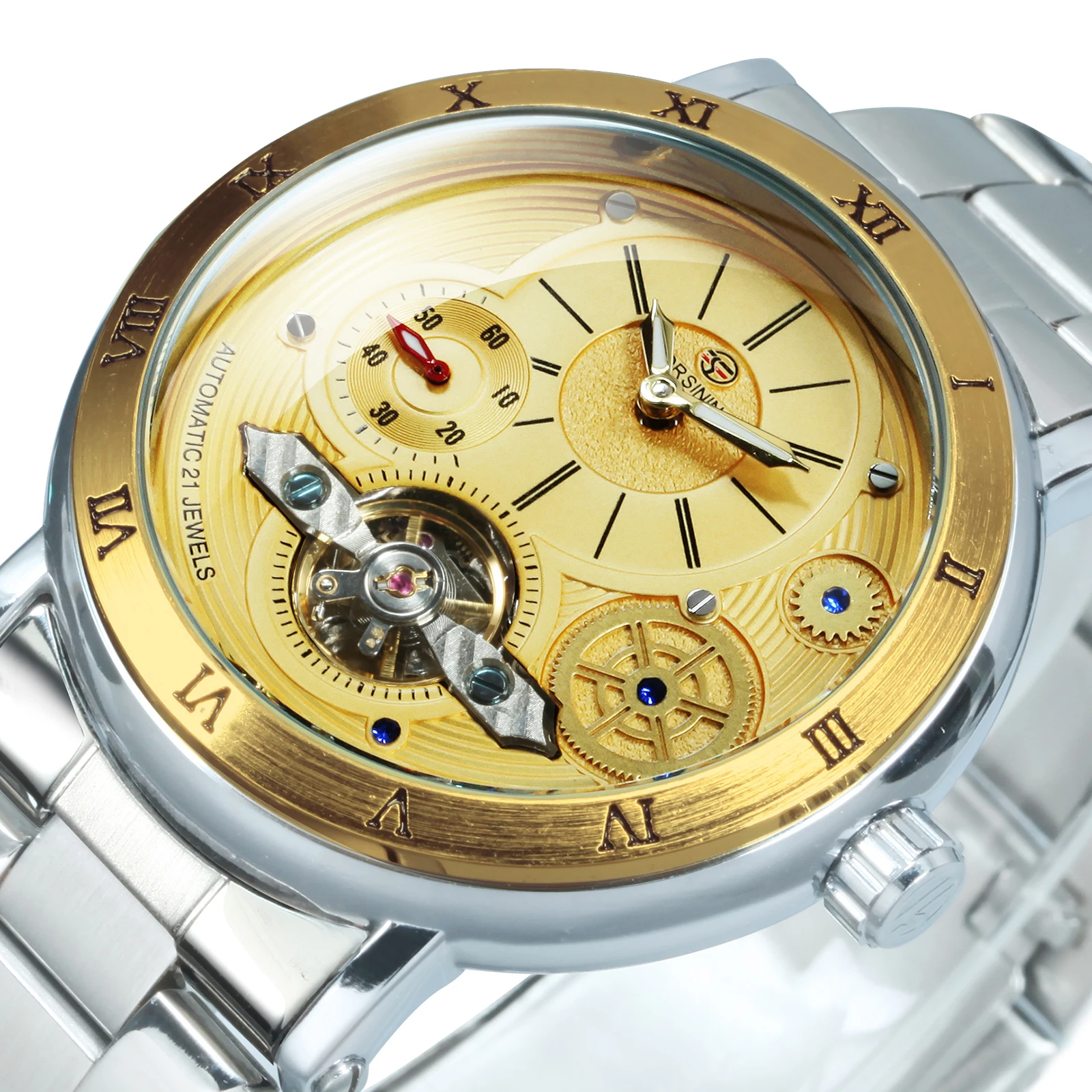 Forsining Tourbillion Sports Automatic Mechanical Gold Watches for Men Stainless Steel Strap Man Wristwatches Army montre homme
Forsining Tourbillion Sports Automatic Mechanical Gold Watches for Men Stainless Steel Strap Man Wristwatches Army montre homme