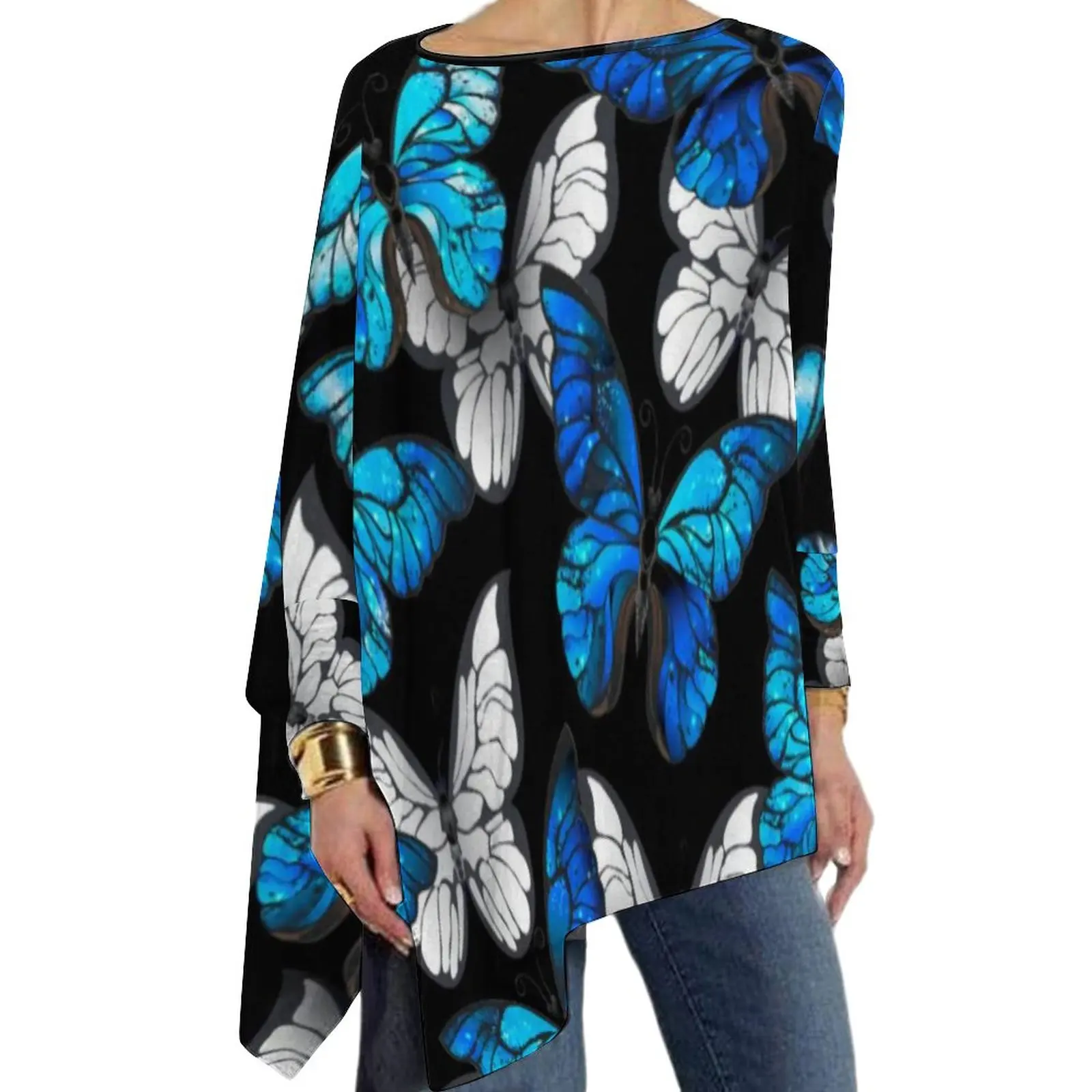 Blue And White Butterfly T-Shirt Animal Print Street Style Long Sleeve T-Shirts Pretty Tshirt Female Spring Clothes Big Size
Blue And White Butterfly T-Shirt Animal Print Street Style Long Sleeve T-Shirts Pretty Tshirt Female Spring Clothes Big Size