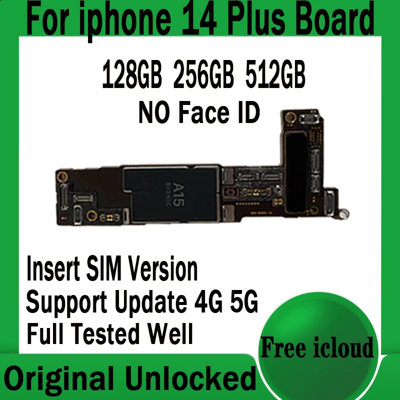 

With IOS System Update For iPhone 14 Plus Motherboard 128G 256G Clean iCloud Mainboard Original Unlocked Tested Well Logic Board