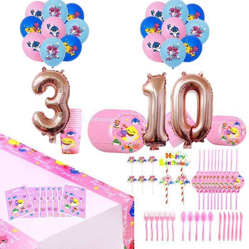 Pink Cartoon Shark Theme Decorations Children Birthday Party Supplies Disposable Tableware Set Balloons Plate Cup Baby Shower
Pink Cartoon Shark Theme Decorations Children Birthday Party Supplies Disposable Tableware Set Balloons Plate Cup Baby Shower
