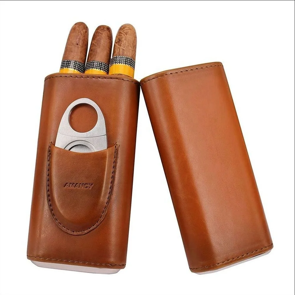 Amazon Hot-Selling New Arrival Two-Head Hardware with Cigar Cutter Cigar Leather Case Portable Cigar Box
Amazon Hot-Selling New Arrival Two-Head Hardware with Cigar Cutter Cigar Leather Case Portable Cigar Box
