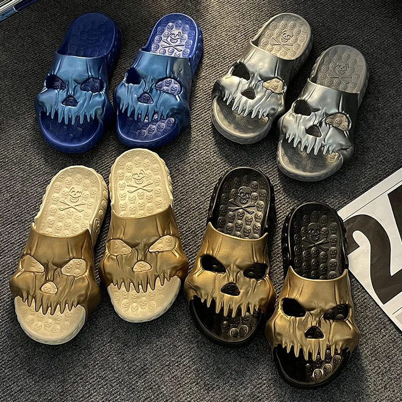 

Slippers men's skull foreign trade fashion summer outside wear stepping shit sense indoor home non-slip sandals