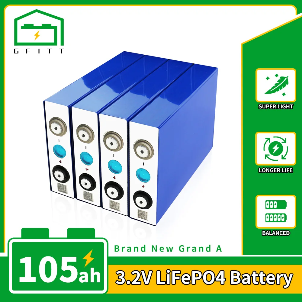 4-32PCS 3.2V lifepo4 105Ah battery Brand New rechargeable battery for Electric Touring car RV Solar cell EU US Tax exemption
4-32PCS 3.2V lifepo4 105Ah battery Brand New rechargeable battery for Electric Touring car RV Solar cell EU US Tax exemption