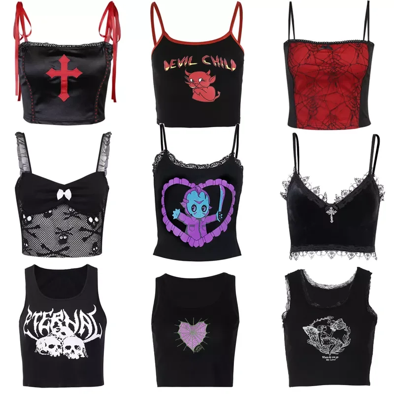 E-girl Gothic Grunge Corset Crop Top Vintage Women Lace Trim Black Cami Top Harajuku Retro Mini Vest Punk Style Emo Alt Clothes
E-girl Gothic Grunge Corset Crop Top Vintage Women Lace Trim Black Cami Top Harajuku Retro Mini Vest Punk Style Emo Alt Clothes