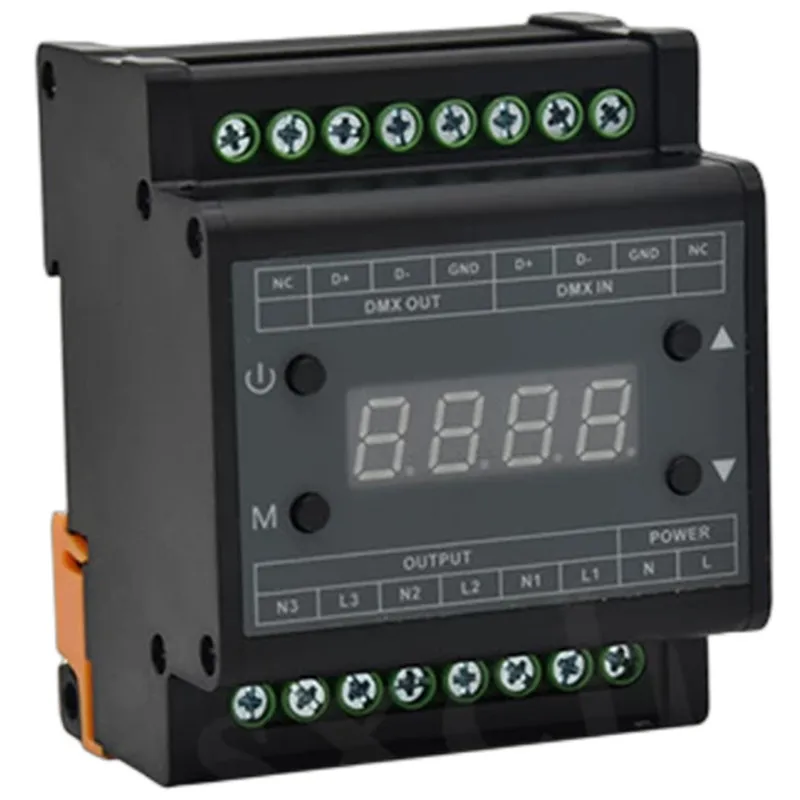 DMX302 High voltage DMX triac led dimmer brightness controller AC90V-240V 50Hz/60Hz Output 3channels 1A/CH for led panel light
DMX302 High voltage DMX triac led dimmer brightness controller AC90V-240V 50Hz/60Hz Output 3channels 1A/CH for led panel light