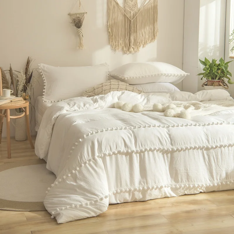 White Pom Pom Bedding Offwhite Duvet Cover Set Triple Ivory White Ball Fringe Pattern Chic Boho Dropshipers Bedding Sets
White Pom Pom Bedding Offwhite Duvet Cover Set Triple Ivory White Ball Fringe Pattern Chic Boho Dropshipers Bedding Sets
