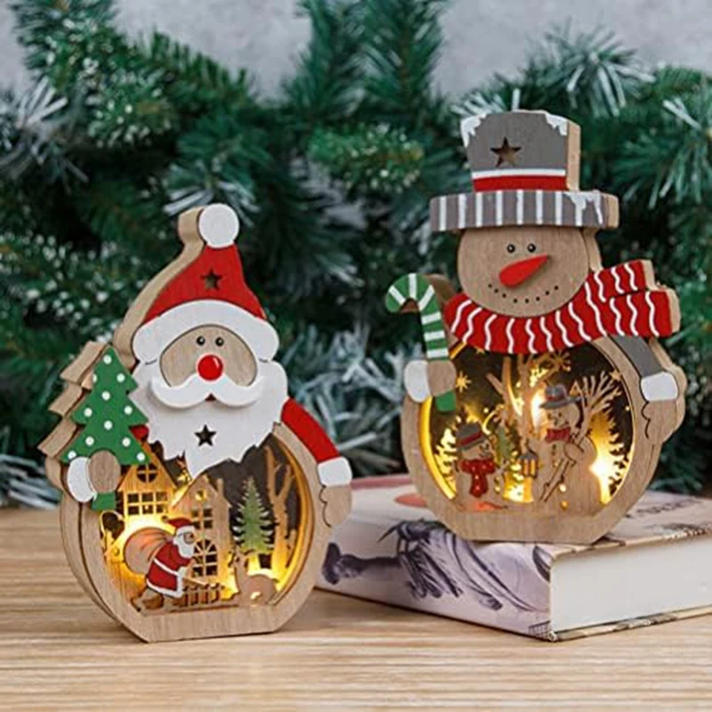 Winter Decor Christmas Snowman-Santa-Claus Ornaments: 2Pcs Glowing Wooden Figurines
Winter Decor Christmas Snowman-Santa-Claus Ornaments: 2Pcs Glowing Wooden Figurines