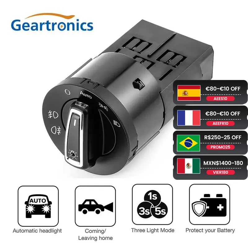 AUTO Headlight Switch For VW Passat B5 B7 Transporter T5 Tiguan Jetta Mk6 Golf 4 6 Head Light Lamp Auto-Switch Sensor
AUTO Headlight Switch For VW Passat B5 B7 Transporter T5 Tiguan Jetta Mk6 Golf 4 6 Head Light Lamp Auto-Switch Sensor