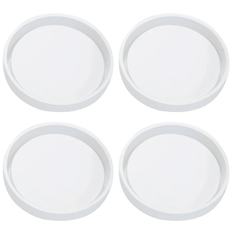 

4 Pack Big Diy Round Coaster Silicone Mold, Diameter 3.94Inch/10Cm, Molds For Casting With Resin, Cement