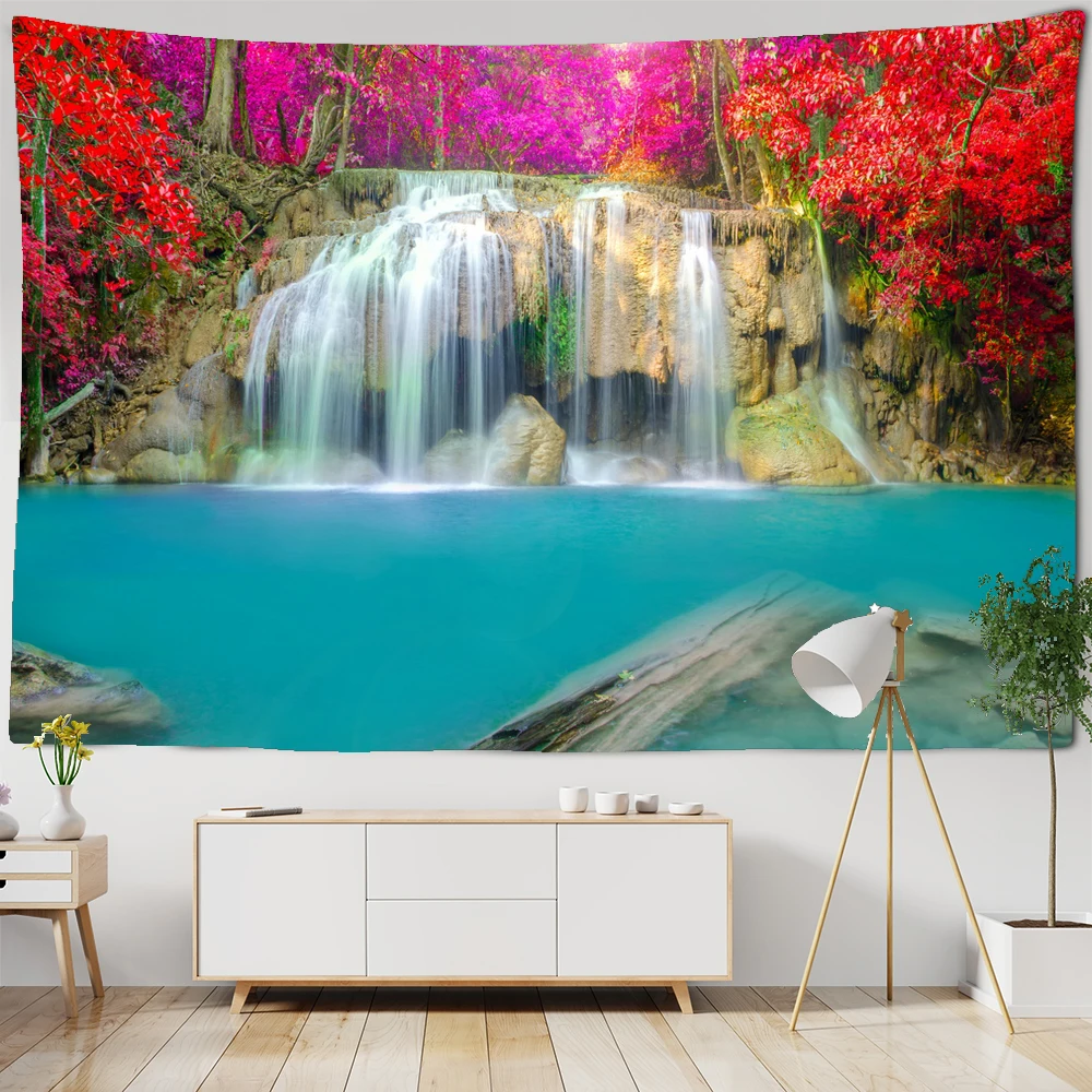 

waterfall landscape tapestry wall hanging natural forest large tapestry hippie mandala wall cloth art home decoration 9 sizes