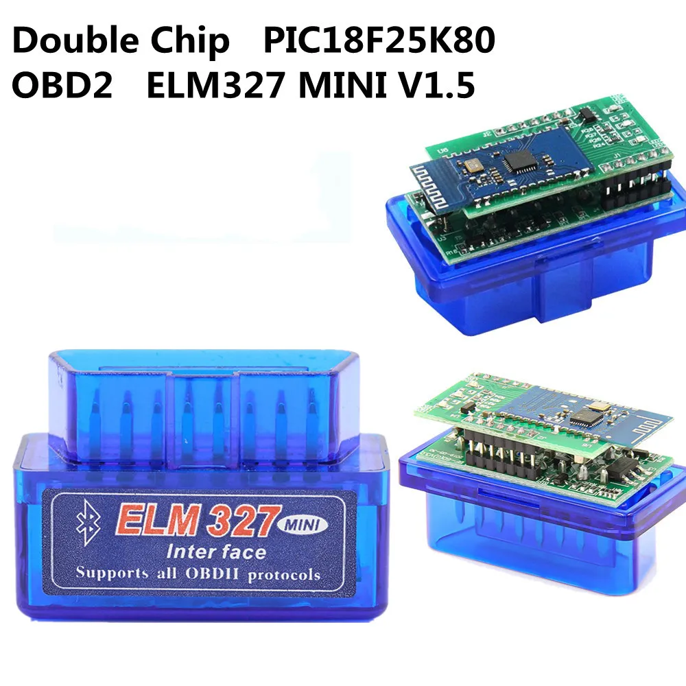 PIC18F25K80 OBD2 Scanner Car Code Reader Double PCB ELM327 V1.5 Bluetooth Car Diagnostic Adapter ELM 327 Mini For Most of Car
PIC18F25K80 OBD2 Scanner Car Code Reader Double PCB ELM327 V1.5 Bluetooth Car Diagnostic Adapter ELM 327 Mini For Most of Car