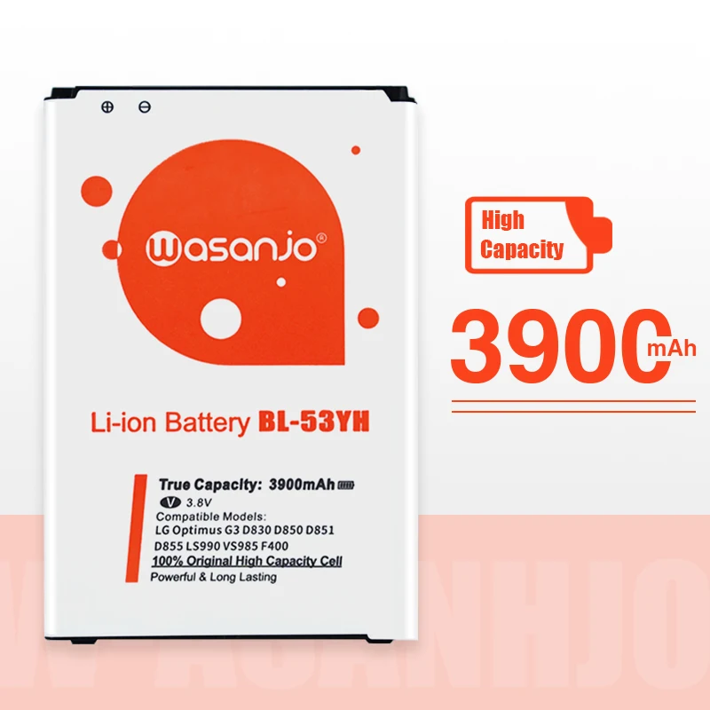 Оригинальная Аккумуляторная батарея большой емкости для LG Optimus G3 D830 D850 D851 D855 LS990 VS985 F400 LG G3 батареи 3900 мАч
Оригинальная Аккумуляторная батарея большой емкости для LG Optimus G3 D830 D850 D851 D855 LS990 VS985 F400 LG G3 батареи 3900 мАч
