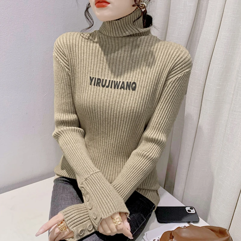 New 2022 Autumn Winter Women's Pullover Fashion Casual Long Sleeved Turtleneck Knitted Sweater Female Clothing
New 2022 Autumn Winter Women's Pullover Fashion Casual Long Sleeved Turtleneck Knitted Sweater Female Clothing