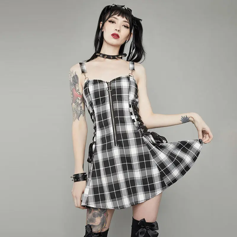 HOUZHOU Plaid Dress Gothic Bandage Slip Mini Dress Women Summer Goth Grunge Harajuku Y2k Sundress Sexy Sleeveless Streetwear
HOUZHOU Plaid Dress Gothic Bandage Slip Mini Dress Women Summer Goth Grunge Harajuku Y2k Sundress Sexy Sleeveless Streetwear