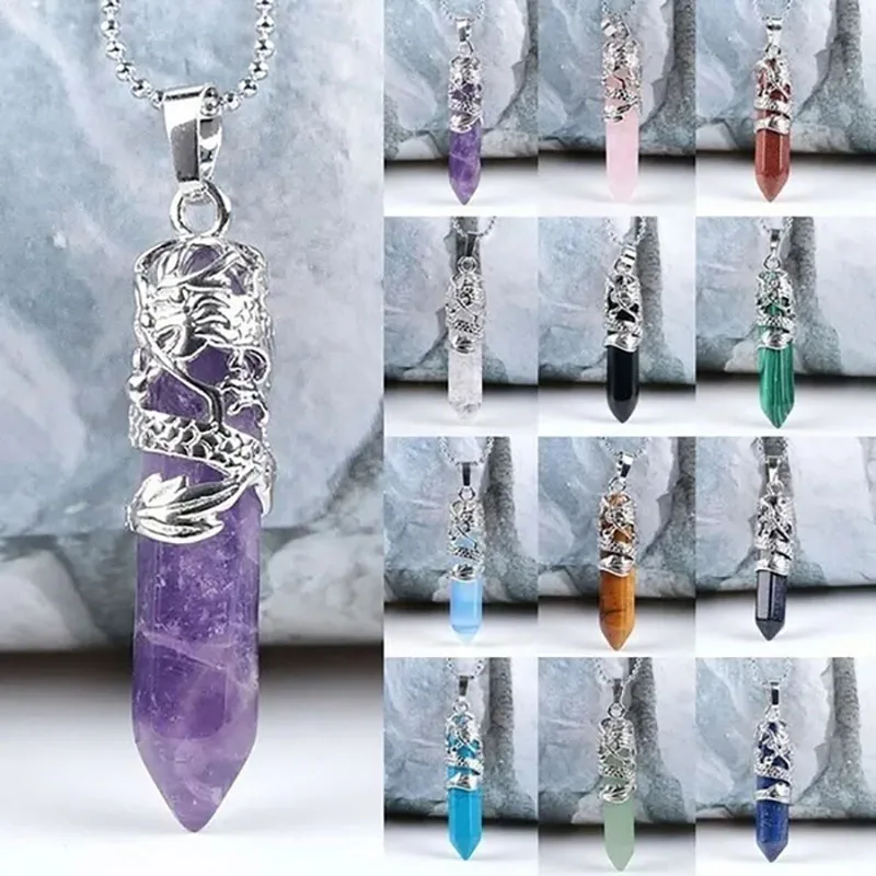 Dragon Tribe Totem Natural Quartz Hexagonal Crystal Chakra Healing Point Silver Vine Pendant Necklace Jewelry Gifts
Dragon Tribe Totem Natural Quartz Hexagonal Crystal Chakra Healing Point Silver Vine Pendant Necklace Jewelry Gifts