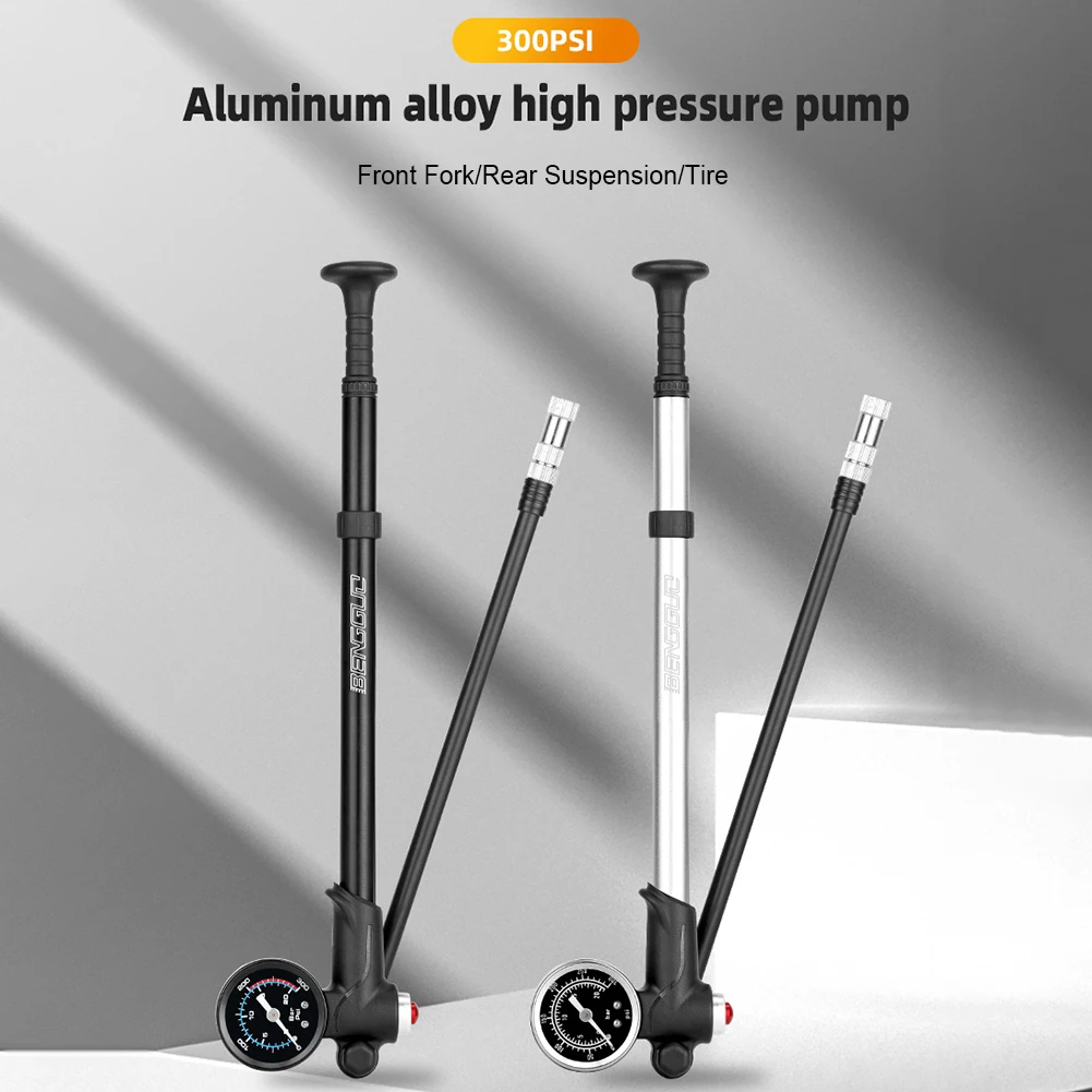 Portable 300PSI Bicycle Air Pump High Pressure Bike Tire Air Inflator Pump with Lever Gauge for Front Fork Rear Suspension Tire
Portable 300PSI Bicycle Air Pump High Pressure Bike Tire Air Inflator Pump with Lever Gauge for Front Fork Rear Suspension Tire