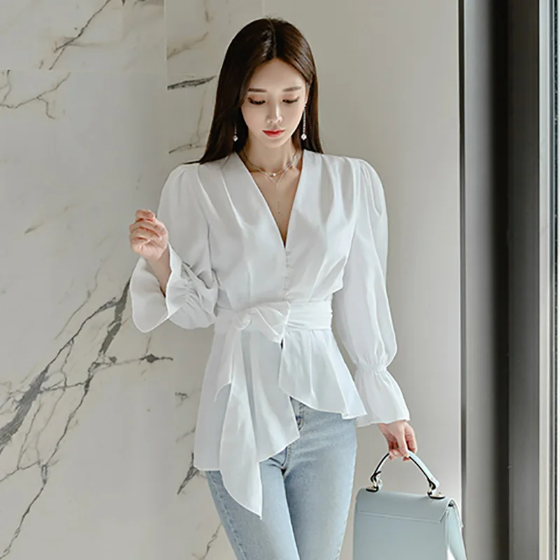 White Women's Blouses Summer 2022 Chiffon Long Sleeve Fashion Shirts Loose Korean Top V-Neck New Casual Clothing 
White Women's Blouses Summer 2022 Chiffon Long Sleeve Fashion Shirts Loose Korean Top V-Neck New Casual Clothing