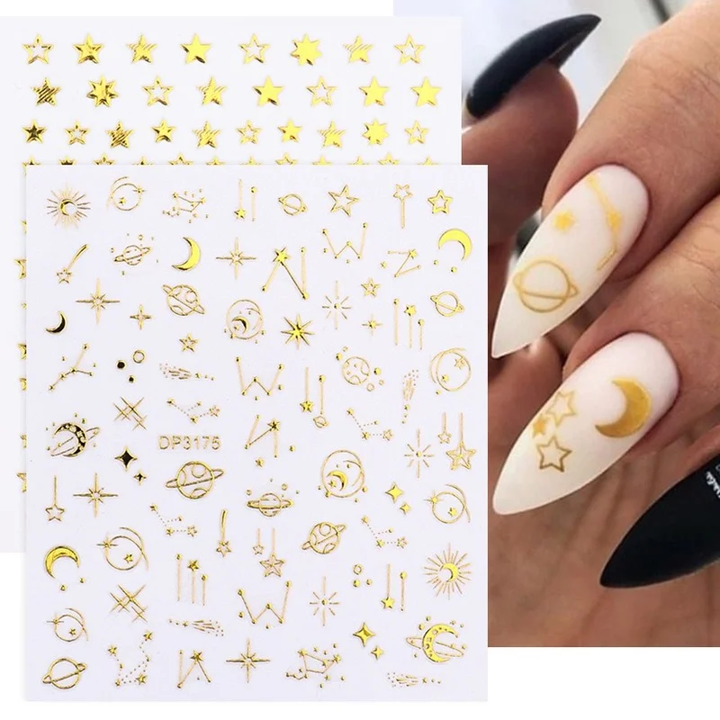 Nail Art Sticker 3D bronzing Japanese star and moon decoration magic gold line back glue nail stickers For Nails Tips Beauty
Nail Art Sticker 3D bronzing Japanese star and moon decoration magic gold line back glue nail stickers For Nails Tips Beauty