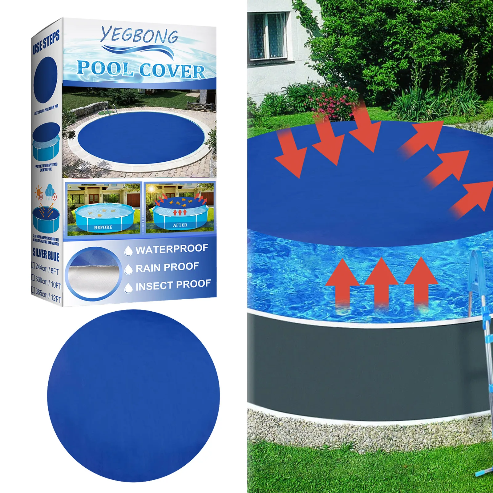 Pool Dust Cover Swimming Pool Protector Pool Dustproof Covers For Round Above Ground Swimming Pools Sun Protection 8FT / 10FT / 
Pool Dust Cover Swimming Pool Protector Pool Dustproof Covers For Round Above Ground Swimming Pools Sun Protection 8FT / 10FT /