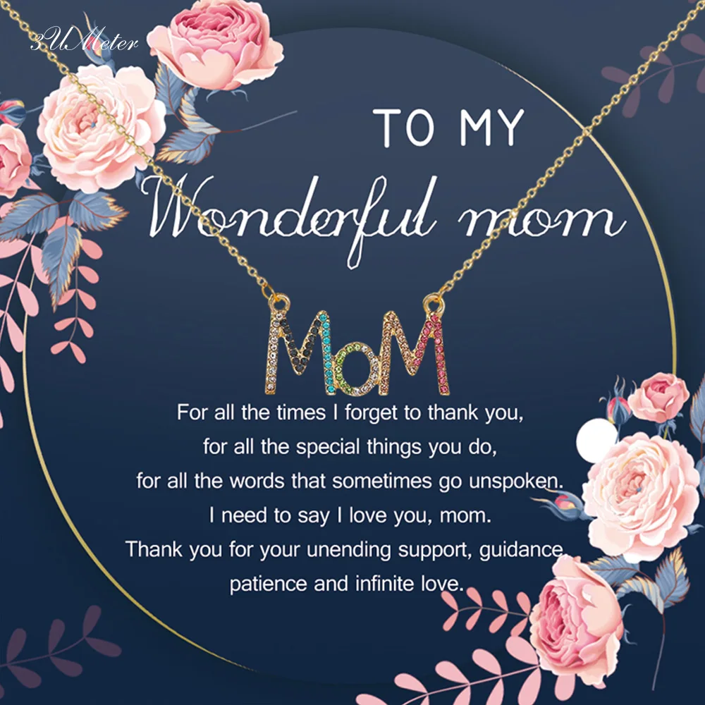 Fashion Mom Pendant Necklace With Colorful Cubic Zirconia Mother's Day Necklace Best Jewelry Gift for Mom With Mother's Day Card
Fashion Mom Pendant Necklace With Colorful Cubic Zirconia Mother's Day Necklace Best Jewelry Gift for Mom With Mother's Day Card
