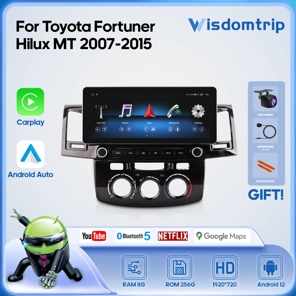 12 3-дюймовый для Toyota Fortuner Hilux MT 2007-2015 автомобильный мультимедийный видеоплеер