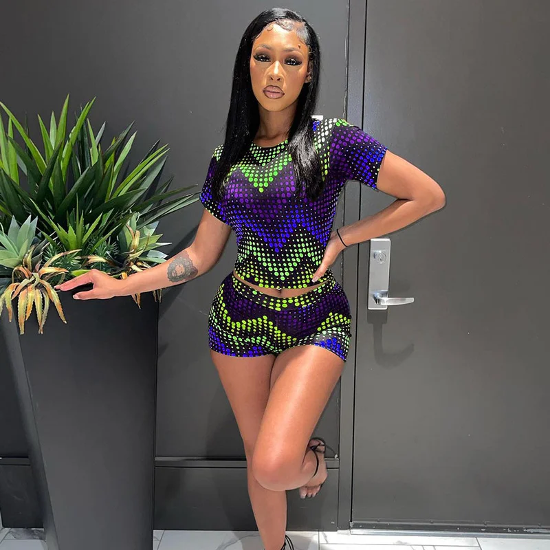 WUHE Fashion Print Summer Short Casual Tracksuit Women O Neck Short Sleeve Crop Top Shorts Skinny Club Two Piece Set Outfits
WUHE Fashion Print Summer Short Casual Tracksuit Women O Neck Short Sleeve Crop Top Shorts Skinny Club Two Piece Set Outfits