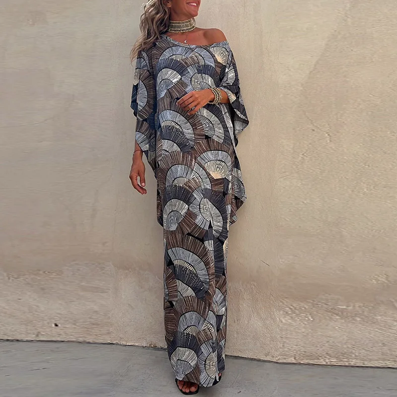 Summer High Street Women Dress Vintage Graphic Print Bat Sleeve Sundress Female Casual Off Shoulder Bodycon Holiday Dresses
Summer High Street Women Dress Vintage Graphic Print Bat Sleeve Sundress Female Casual Off Shoulder Bodycon Holiday Dresses