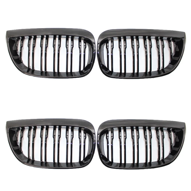 4X Front Kidney Double Line Grille Sport Grill Replacement For-BMW E81 E87 E88 1 Series 2004-2007 GLOSS BLACK 
4X Front Kidney Double Line Grille Sport Grill Replacement For-BMW E81 E87 E88 1 Series 2004-2007 GLOSS BLACK