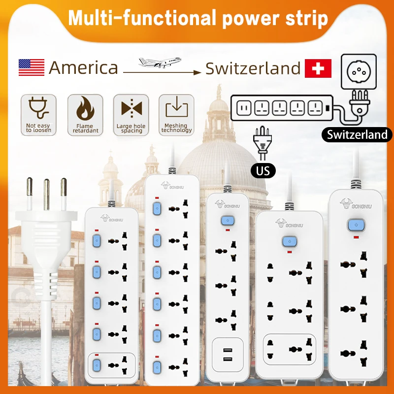Многофункциональный удлинитель питания США-Швейцария с швейцарской вилкой, удлинитель, патч-панель, электрическая розетка 
Многофункциональный удлинитель питания США-Швейцария с швейцарской вилкой, удлинитель, патч-панель, электрическая розетка