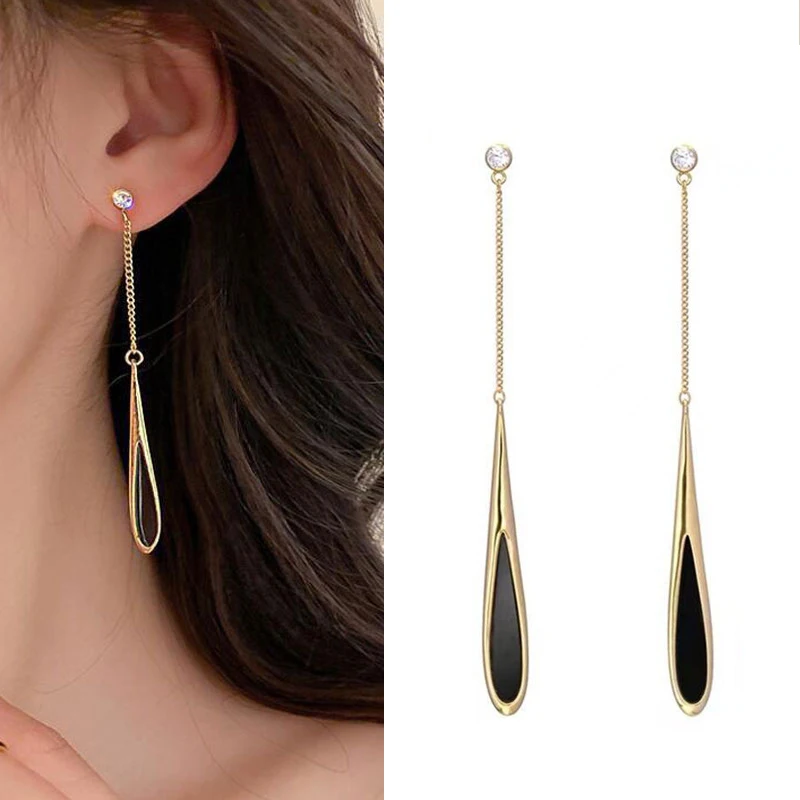 Black Enamel Water Drop Earrings Women's Tassel Pendant Long hanging Earrings Ins 2022 Korean New Trendy Summer Earring Jewelry
Black Enamel Water Drop Earrings Women's Tassel Pendant Long hanging Earrings Ins 2022 Korean New Trendy Summer Earring Jewelry