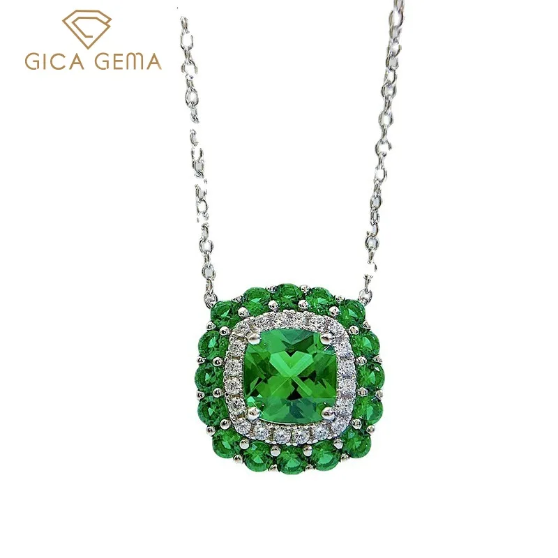 GICA 100% 925 Sterling Silver Sparkling 7*7mm Blue Green Zircon High Carbon Diamond Pendant Necklaces For Women Fine Jewelry
GICA 100% 925 Sterling Silver Sparkling 7*7mm Blue Green Zircon High Carbon Diamond Pendant Necklaces For Women Fine Jewelry