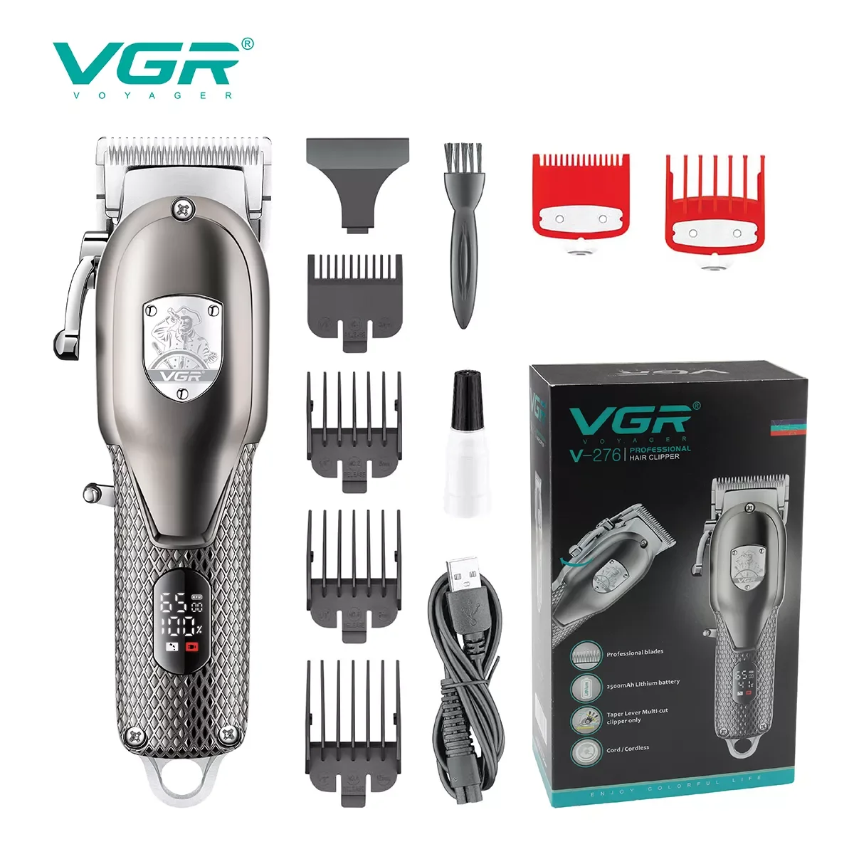 VGR Hair Clipper Professional Hair Cutting Machine Hair Trimmer Haircut Machine Metal Barber USB Charging for Men V-276
VGR Hair Clipper Professional Hair Cutting Machine Hair Trimmer Haircut Machine Metal Barber USB Charging for Men V-276