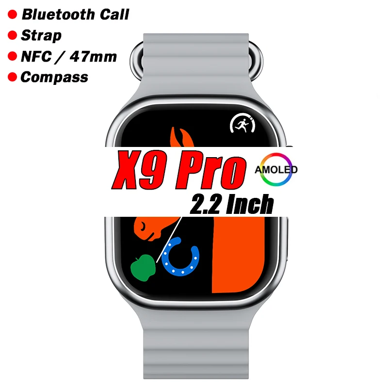 Smart Watch 2023 New AMOLED Men Women 2.2 Inch 47mm Series 8 Compass IWO NFC Bluetooth Call Strap Lock X9 Pro Watches Pk HK8 Pro
Smart Watch 2023 New AMOLED Men Women 2.2 Inch 47mm Series 8 Compass IWO NFC Bluetooth Call Strap Lock X9 Pro Watches Pk HK8 Pro
